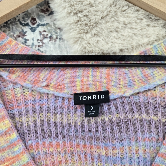 Torrid Drop Shoulder Cardigan Spacedye Plus Size 3 - Picture 3 of 10